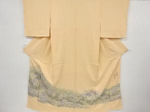 リサイクル　梶山伸　本加賀寿光織　寺塔風景模様織り出し一つ紋色留袖(比翼衿付き)